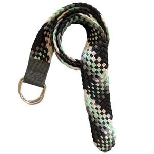 Vintage Belt Mens Rope Woven D Ring Y2K Black White Gray Green Large Preppy